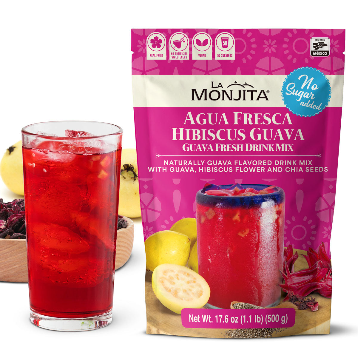La Monjita Agua Fresca Hibiscus Guava (No Sugar Added), 500g, image 01