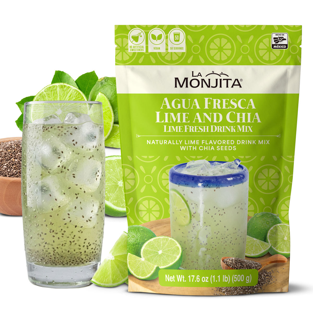 La Monjita Agua Fresca Lime and Chia, 500g, image 01