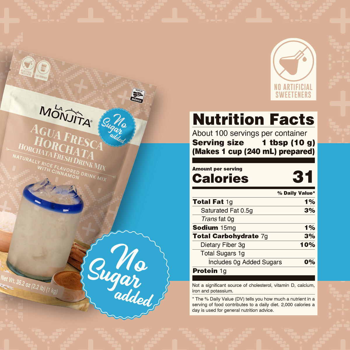 Agua Fresca Horchata (Sugar Free)