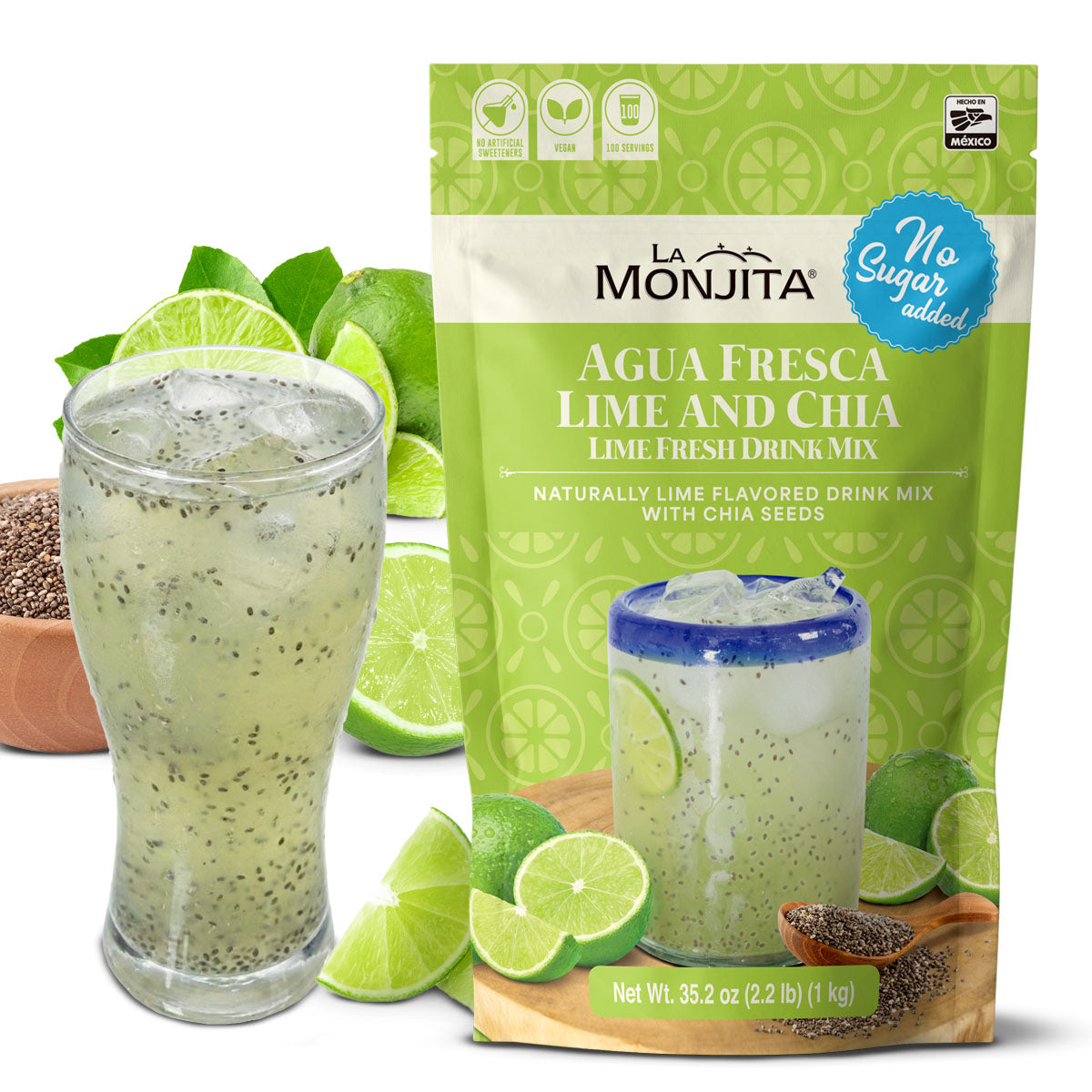 Agua Fresca Lime and Chia (Sugar Free)