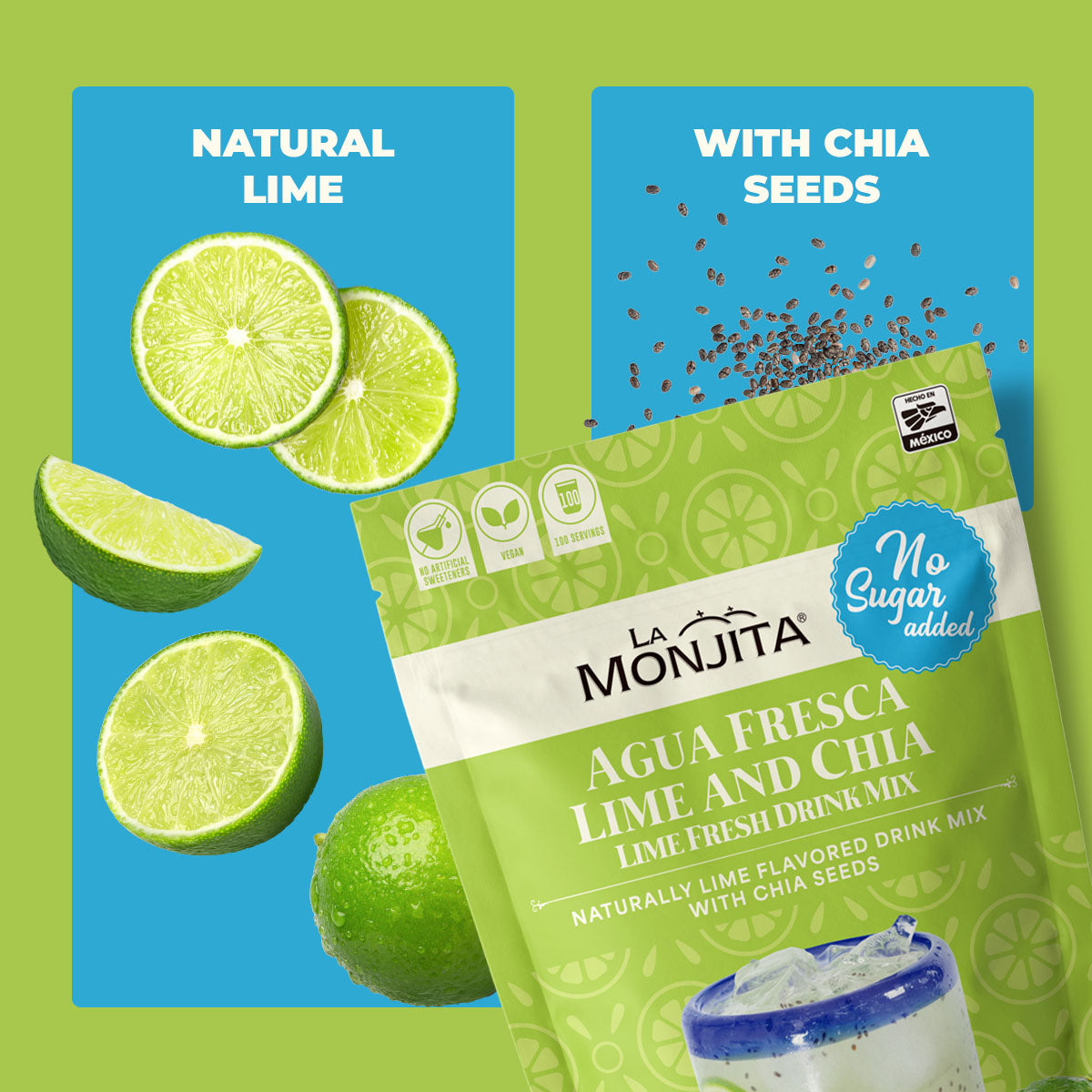 Agua Fresca Lime and Chia (Sugar Free)