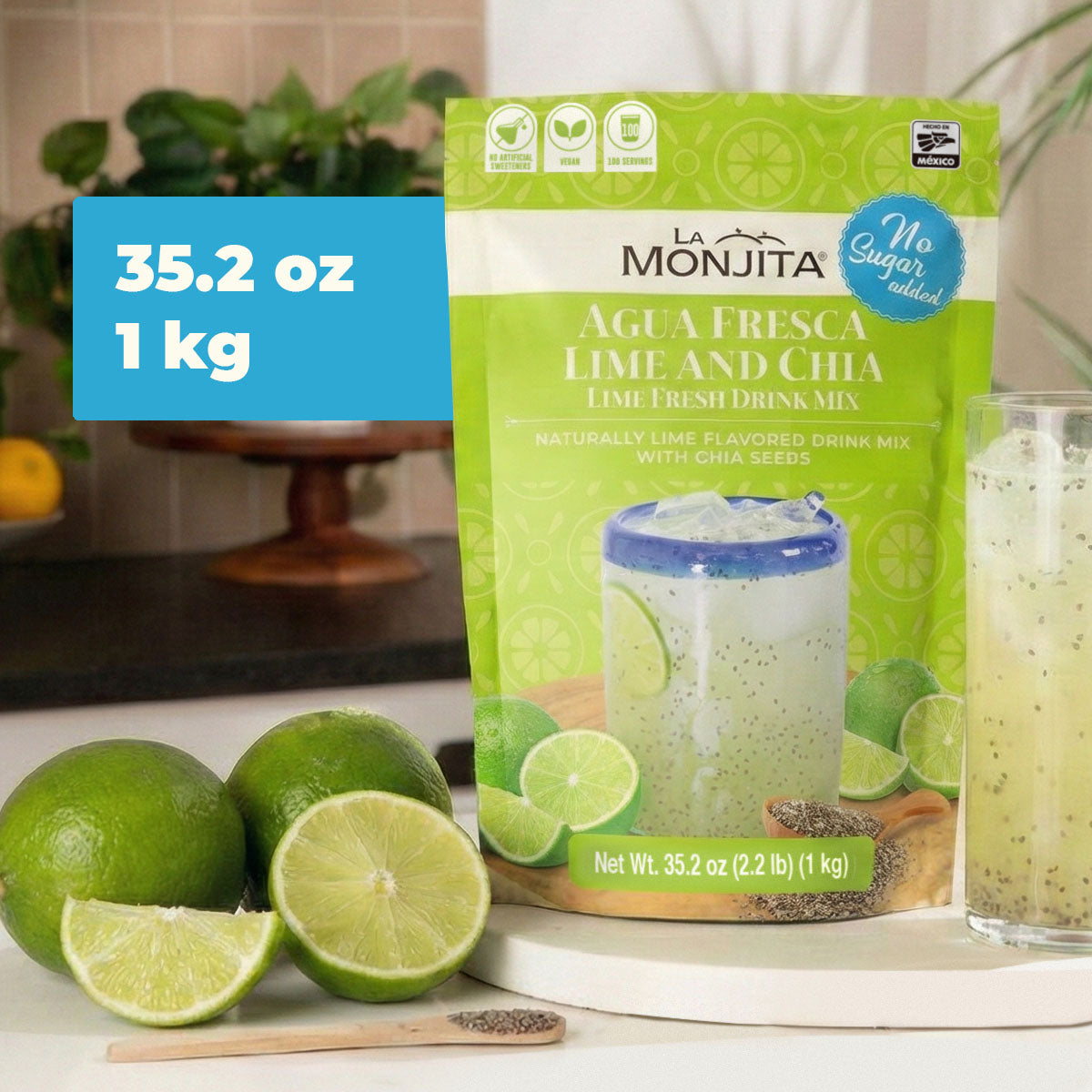 Agua Fresca Lime and Chia (Sugar Free)