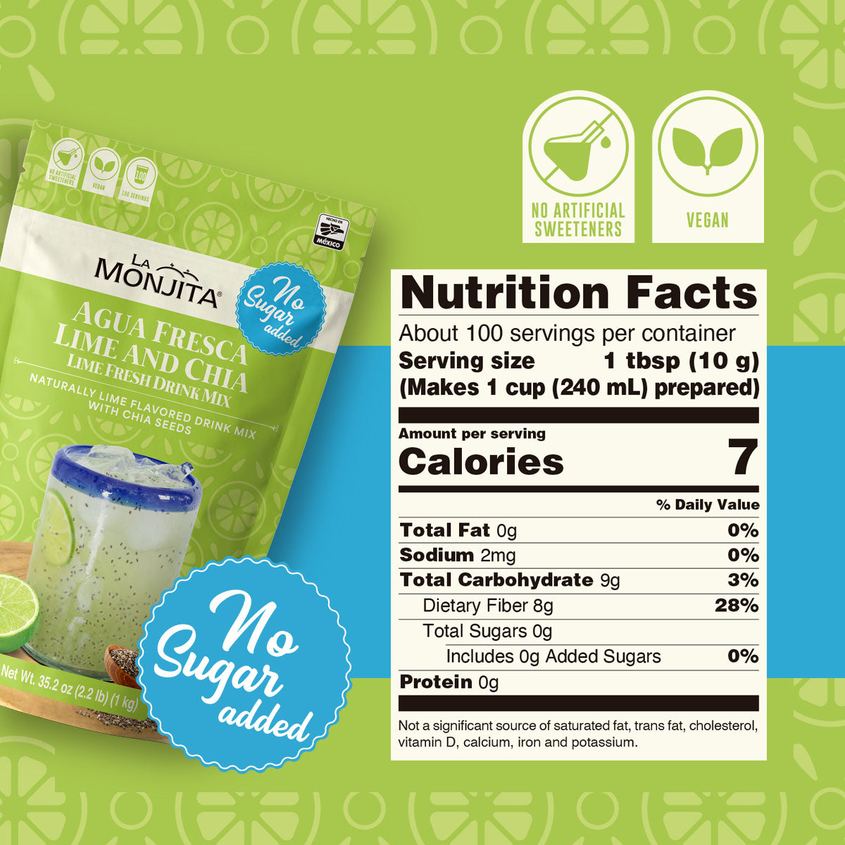 Agua Fresca Lime and Chia (Sugar Free)